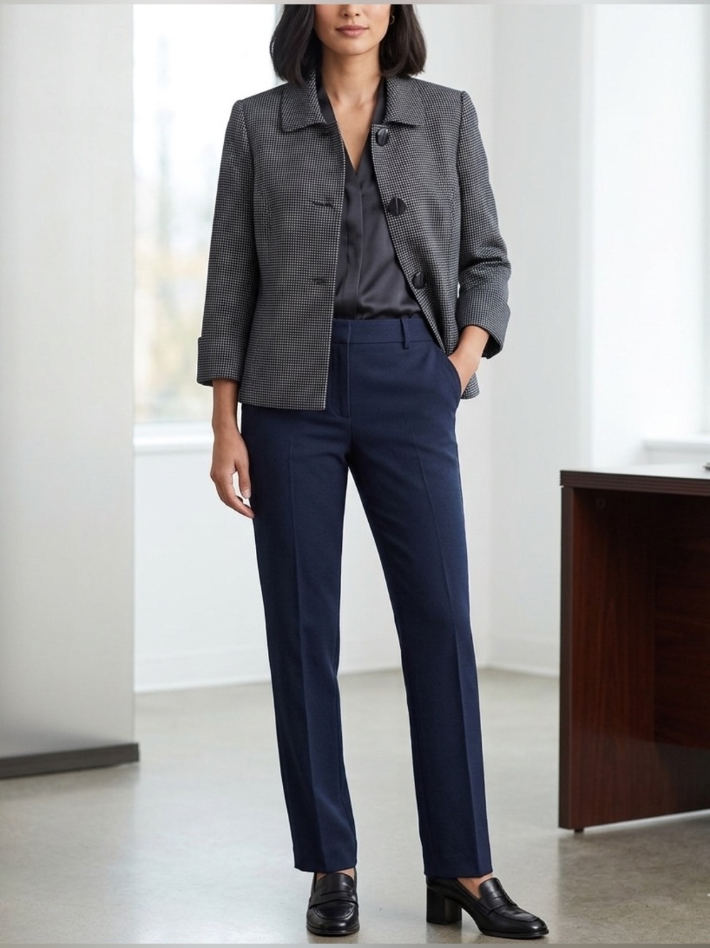 Giorgio Sant’ Angelo Blazer Short Length Navy Blue/White Sz 16 Petite NWT